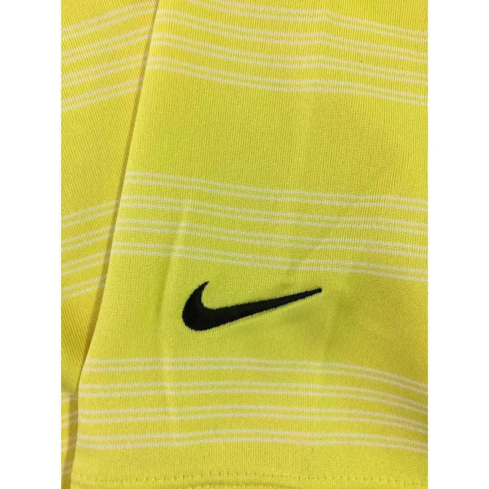 Nike‎ Golf Tour Performance Dri Fit Polo Shirt S Yellow White Stripe Mens Golf